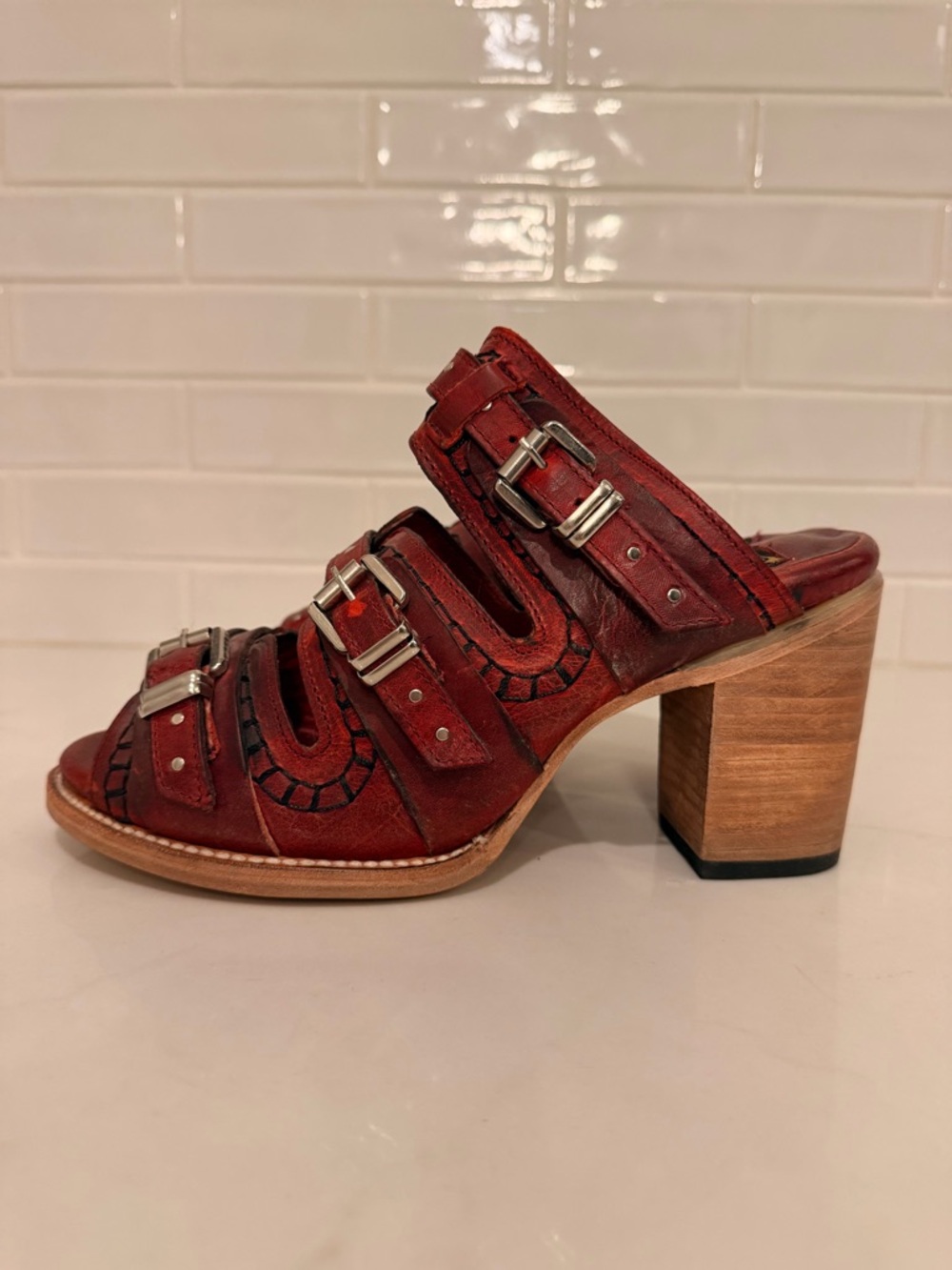 Freebird By Steven Caitlyn Block Heel Booties Sandals Women’s Size 11